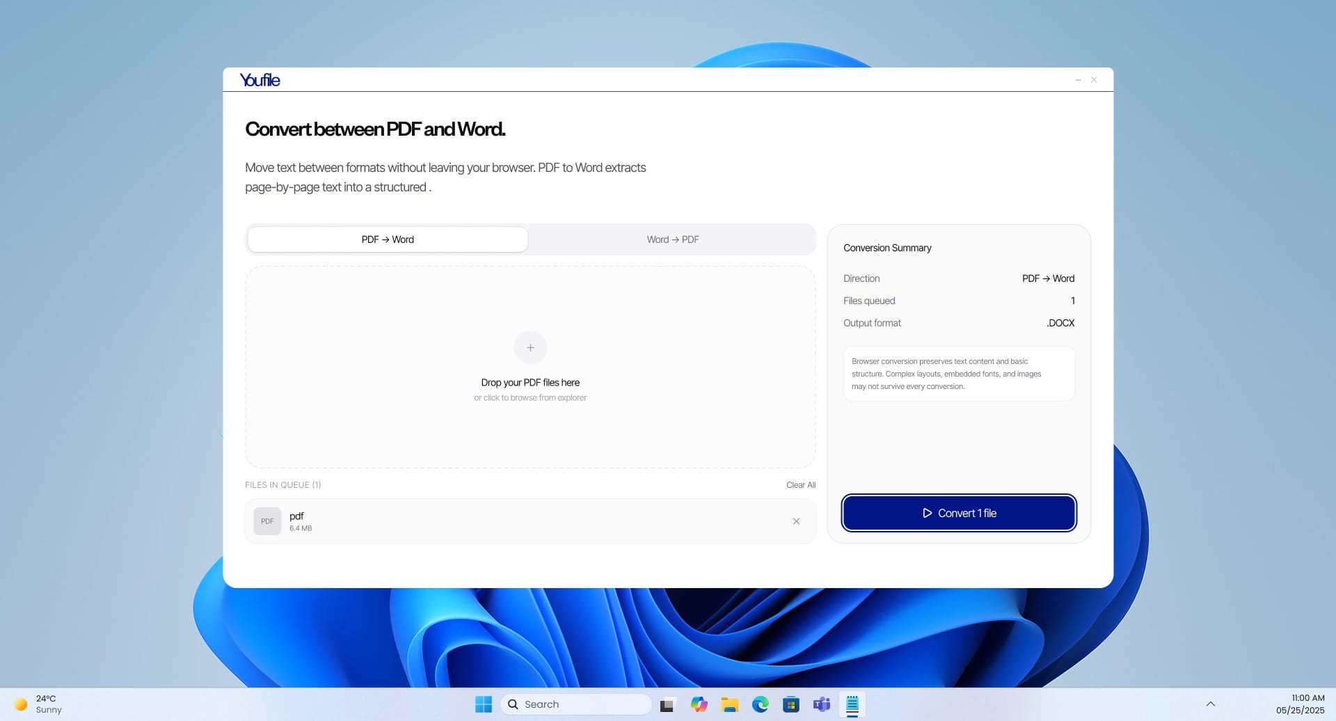 UFile Convert — PDF to Word on Windows